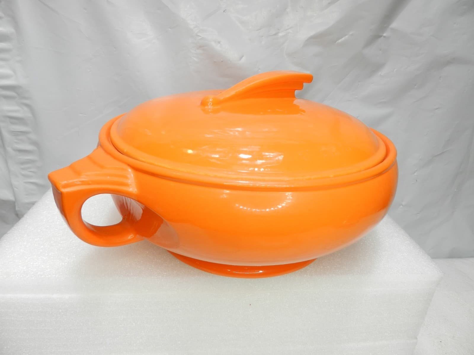 Vintage Hall's Ceramic Porcelain Casserole - Sun Dial - Orange - 11"W x 5"H H18S - Thumbnail 2