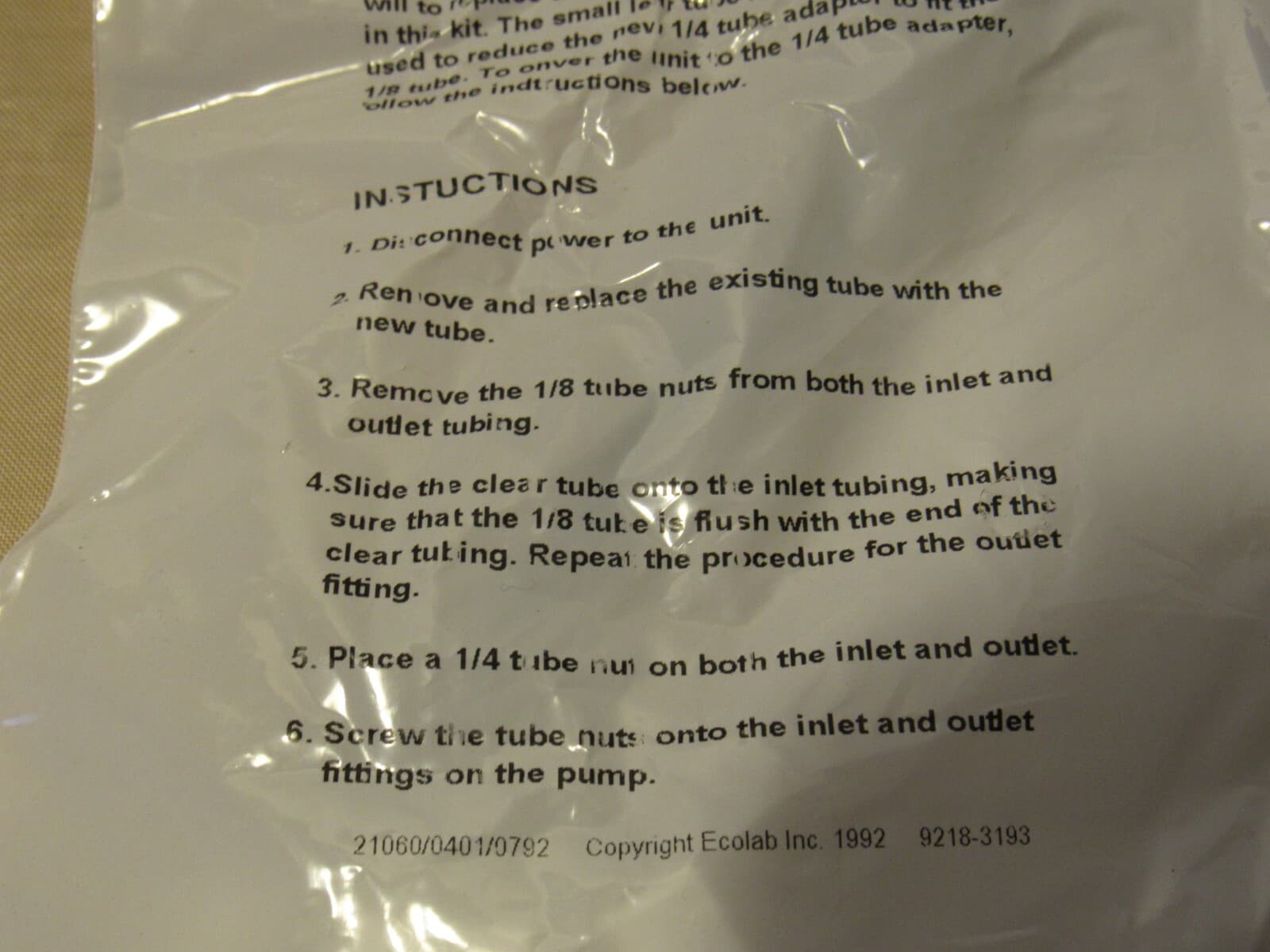 2 NEW Ecolab Rinse Miser Tubing Kit 0.321"x0.098", 92180900 W36K - Thumbnail 6