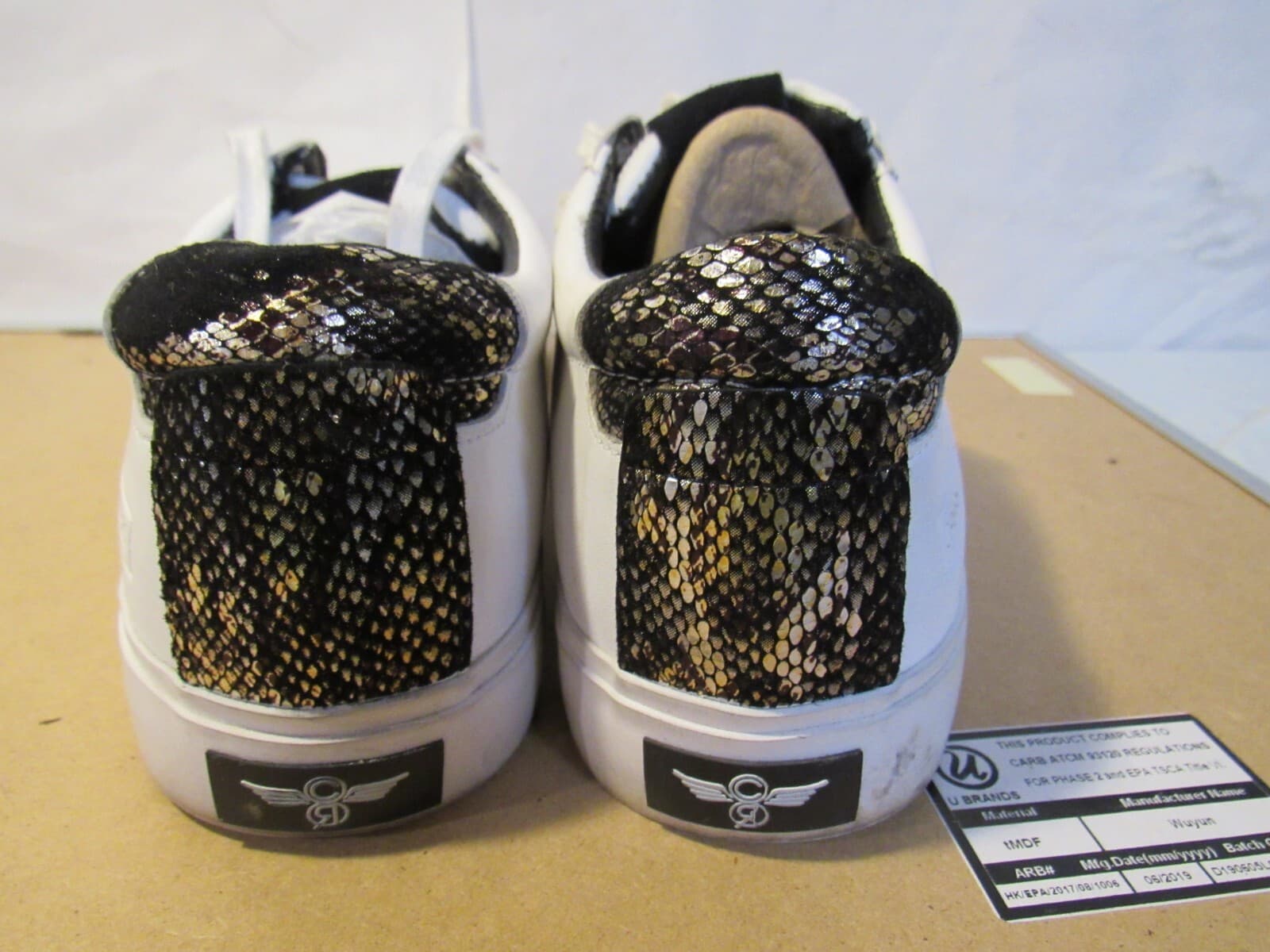 CREATIVE RECREATION CR8REC Mens Low Top Leather White/Metallic Snake SZ 9 B60M - Thumbnail 3