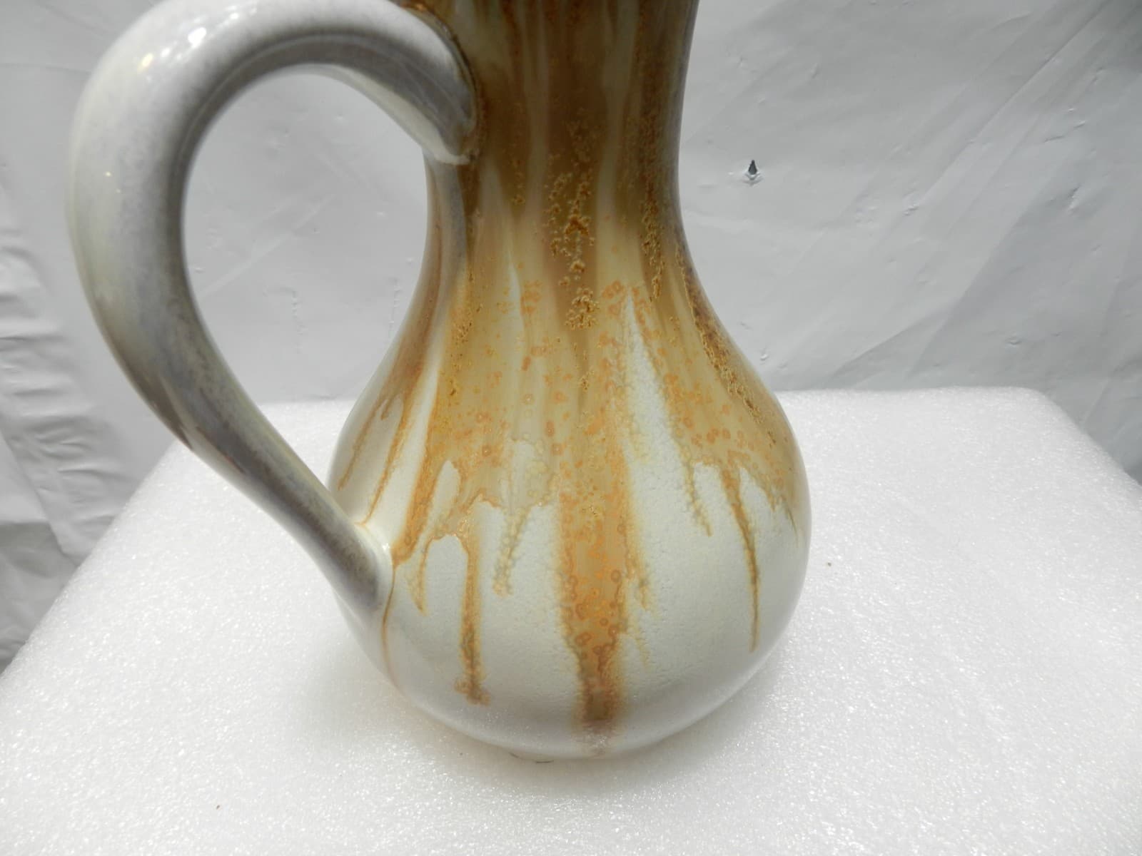 Vintage PIGEON FORGE POTTERY Gold Brown GLAZE Oil Lamp 7.5" (H19S) - Thumbnail 10