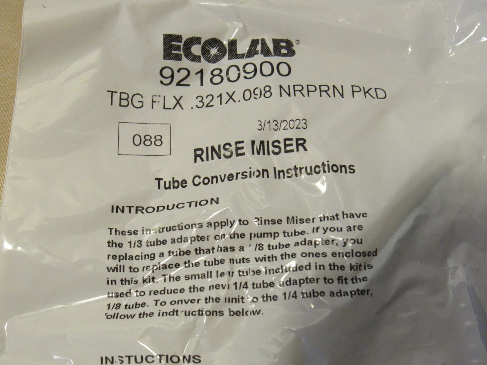 2 NEW Ecolab Rinse Miser Tubing Kit 0.321"x0.098", 92180900 W36K - Thumbnail 5