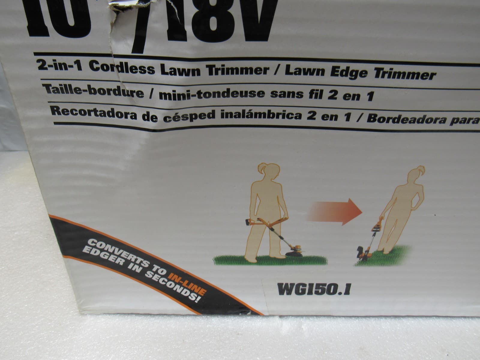 Worx GT (10") 18-Volt NiCad Cordless 2-in-1 Grass Trimmer & Edger WG150.1 (X92J) - Thumbnail 2