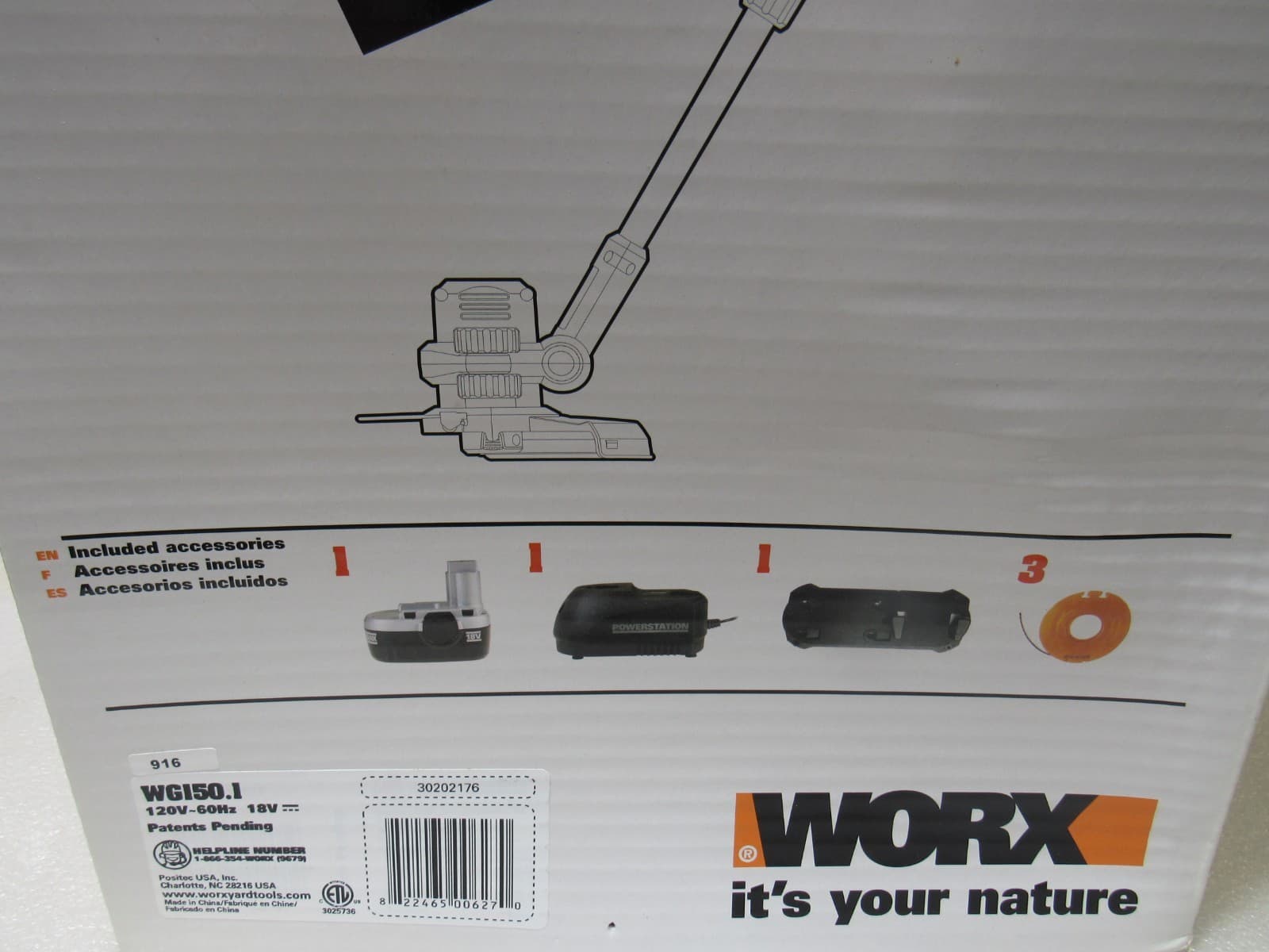 Worx GT (10") 18-Volt NiCad Cordless 2-in-1 Grass Trimmer & Edger WG150.1 (X92J) - Thumbnail 7