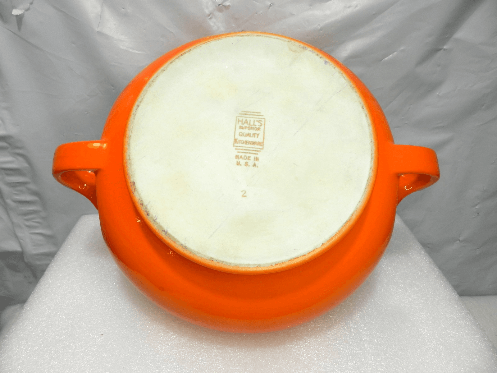 Vintage Hall's Ceramic Porcelain Casserole - Sun Dial - Orange - 11"W x 5"H H18S - Thumbnail 8