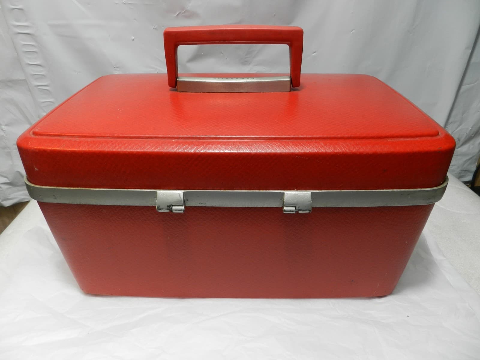 Vintage Samsonite Sentry Train Travel Case Red Makeup Box Mirror MCM (M26J) - Thumbnail 4