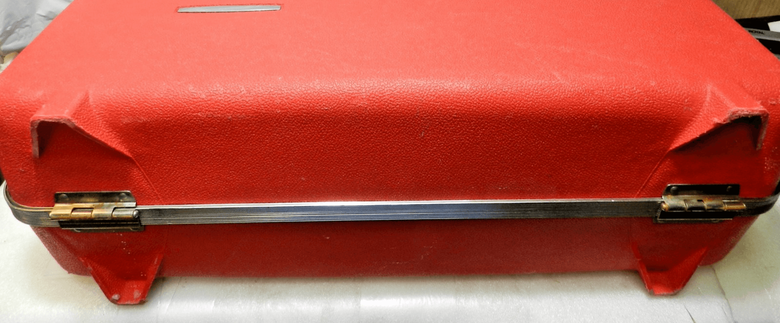 Vintage Red Hard Shell Suitcase Luggage Retro Unbranded (M27J) - Thumbnail 6