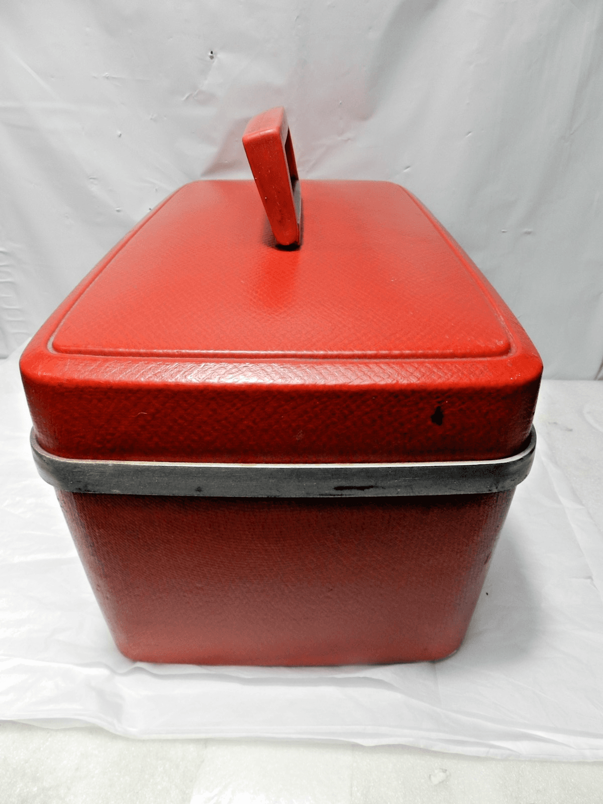 Vintage Samsonite Sentry Train Travel Case Red Makeup Box Mirror MCM (M26J) - Thumbnail 3