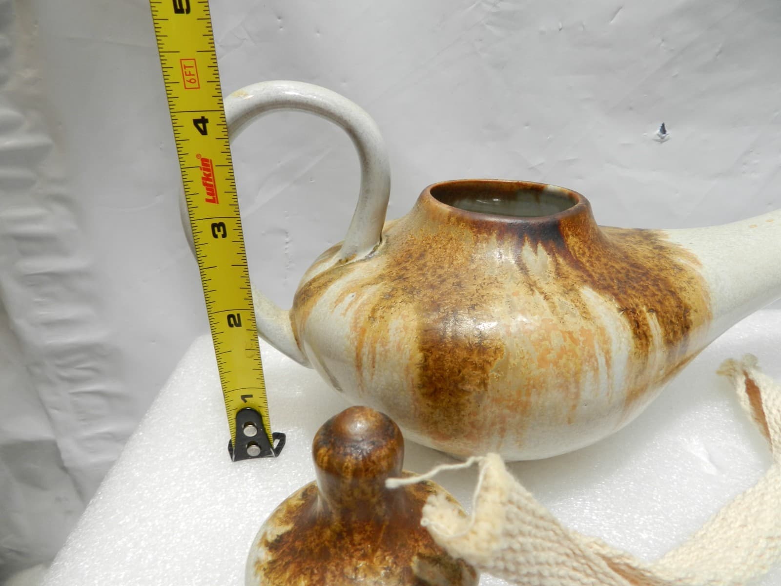 Vintage Pigeon Forge Douglas Ferguson 9" Oil Lamp Pottery Genie Lamp H20S - Thumbnail 8