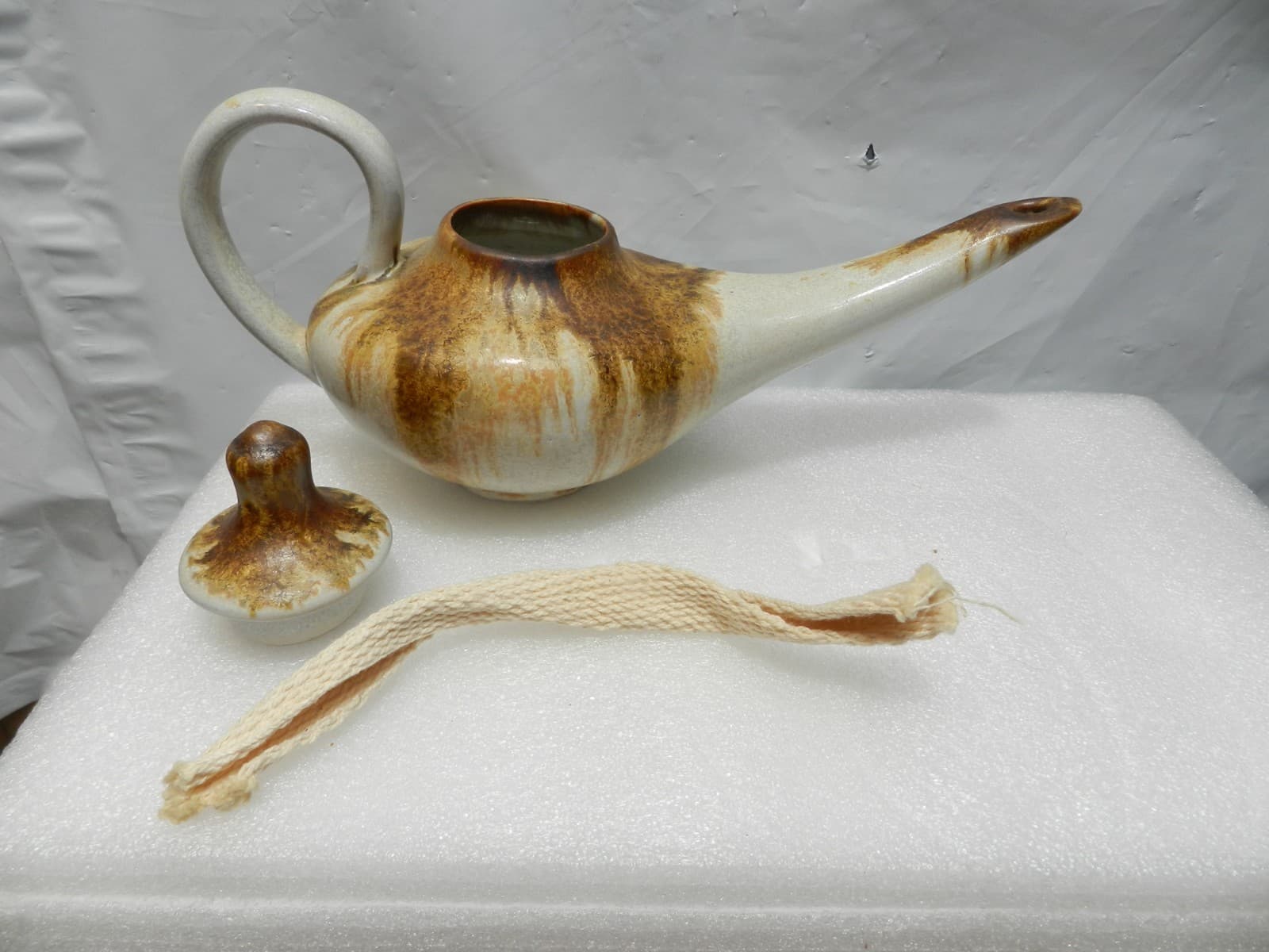 Vintage Pigeon Forge Douglas Ferguson 9" Oil Lamp Pottery Genie Lamp H20S - Thumbnail 6