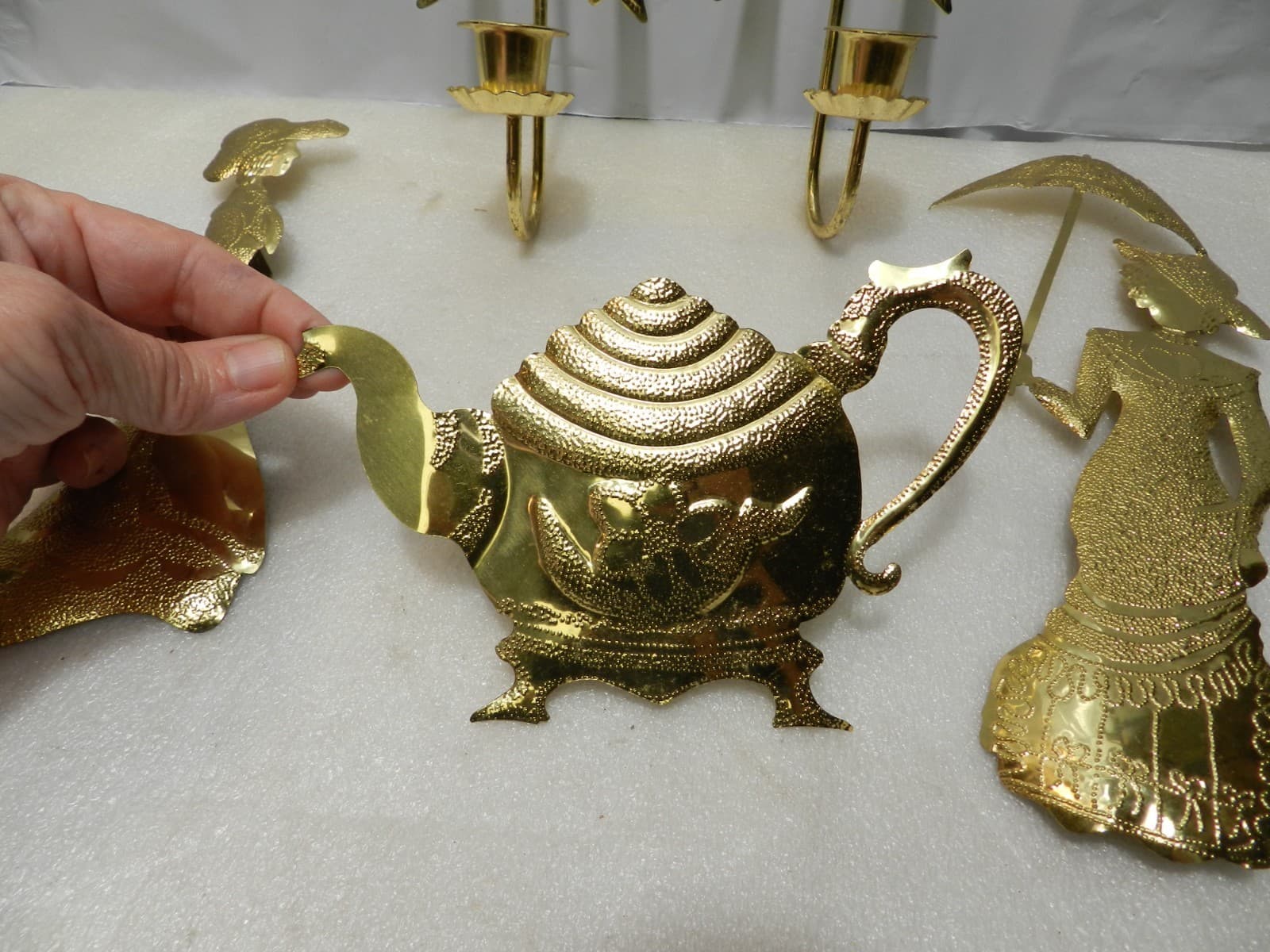 Vintage Home Interior Metal Victorian Lady Sconces Teapot Wall Decor (Z69J) - Thumbnail 5