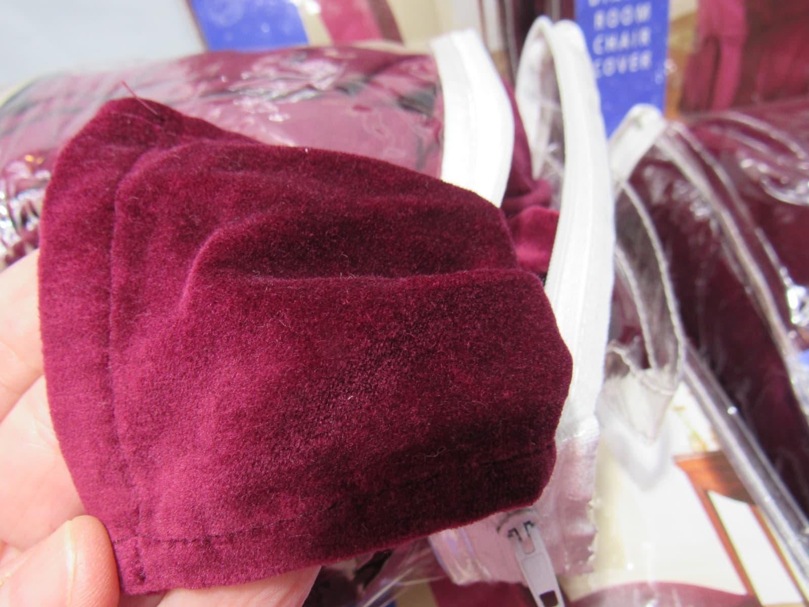 6 Fieldcrest Back Tie Armless Chair Covers Holiday Velvet Burgundy (T18J) - Thumbnail 5