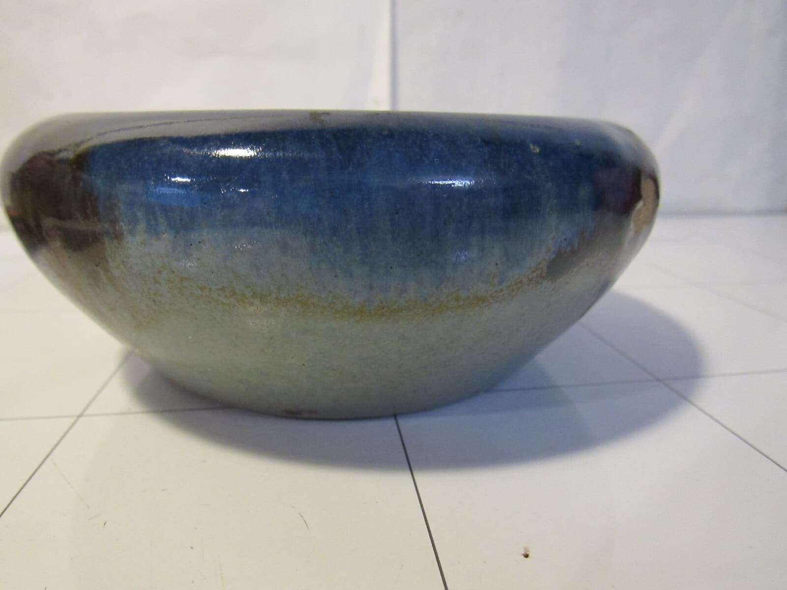 Vintage Pottery Small Ceramic Bowl Drip Blue 5" Diameter D42S - Thumbnail 9