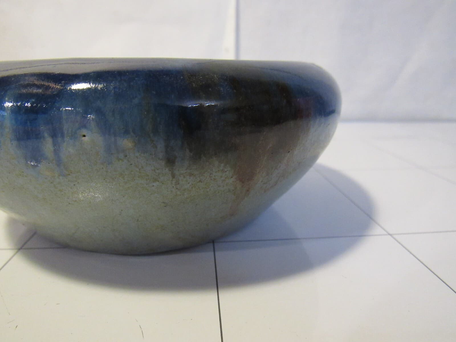 Vintage Pottery Small Ceramic Bowl Drip Blue 5" Diameter D42S - Thumbnail 10