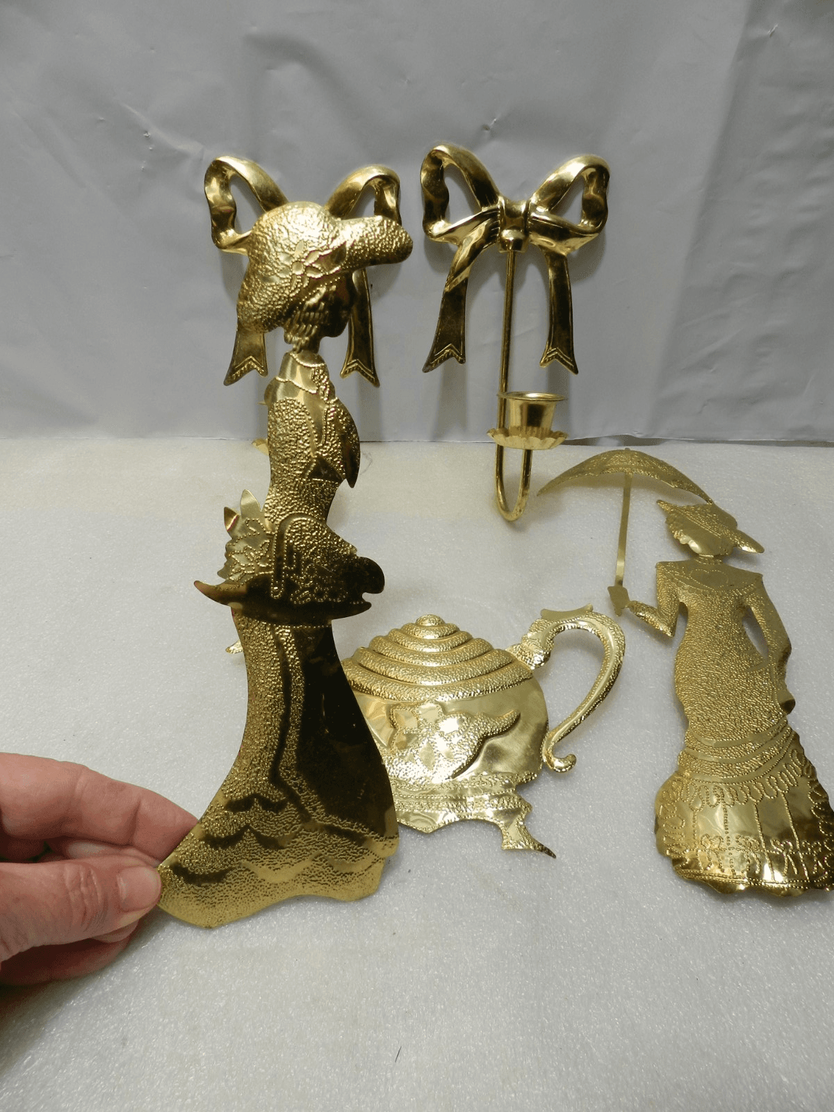 Vintage Home Interior Metal Victorian Lady Sconces Teapot Wall Decor (Z69J) - Thumbnail 3