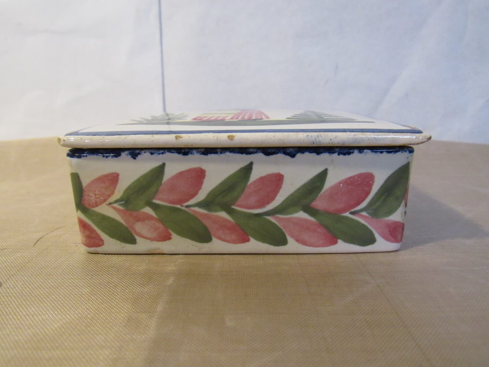 HB Quimper Faience France Trinket Box with Lid Breton Woman France W43S - Thumbnail 2