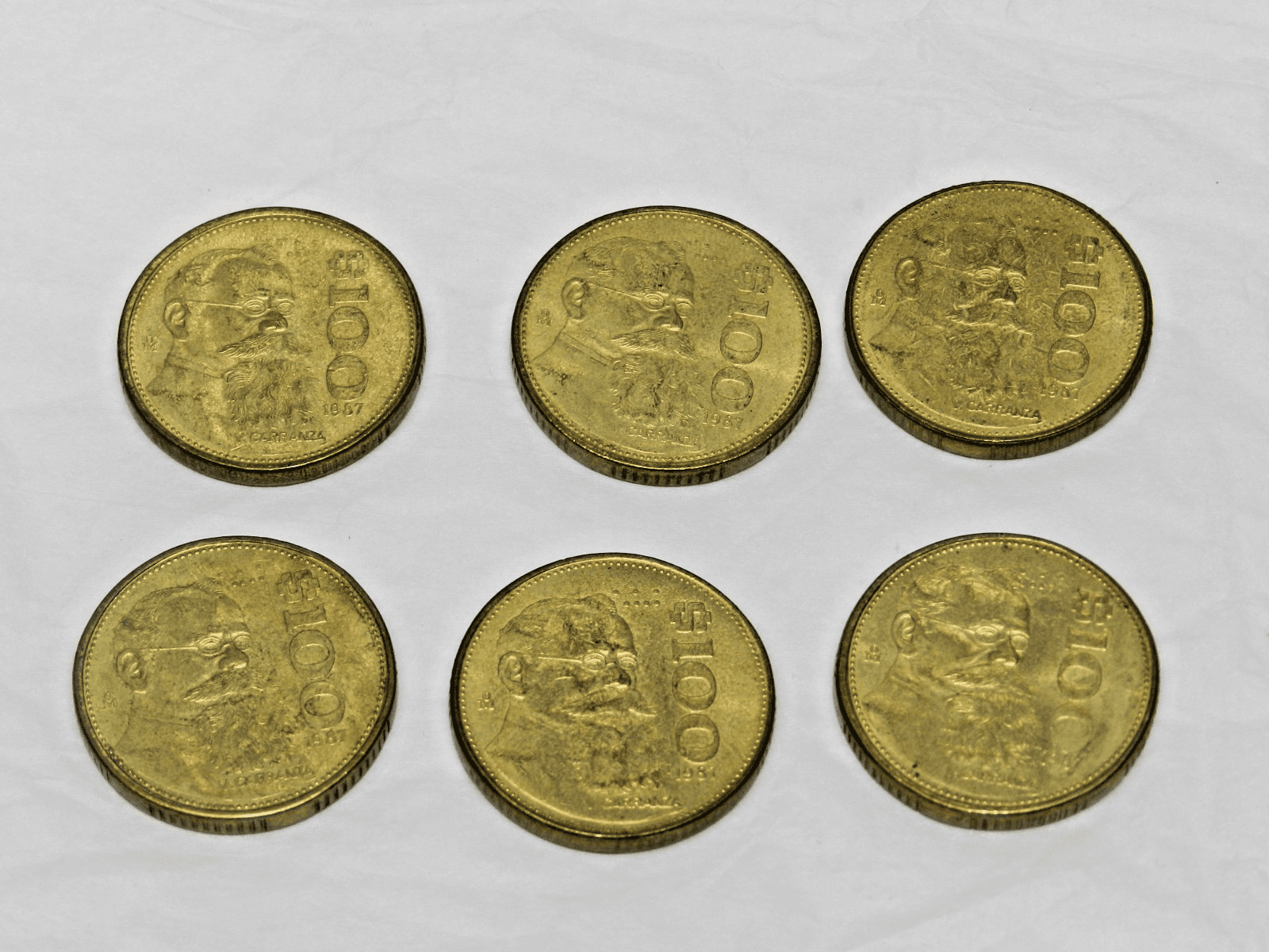 13 Vintage Mexican Coin Lot 1985 1987 $100 $500 $10 Varies (M29J) - Thumbnail 2