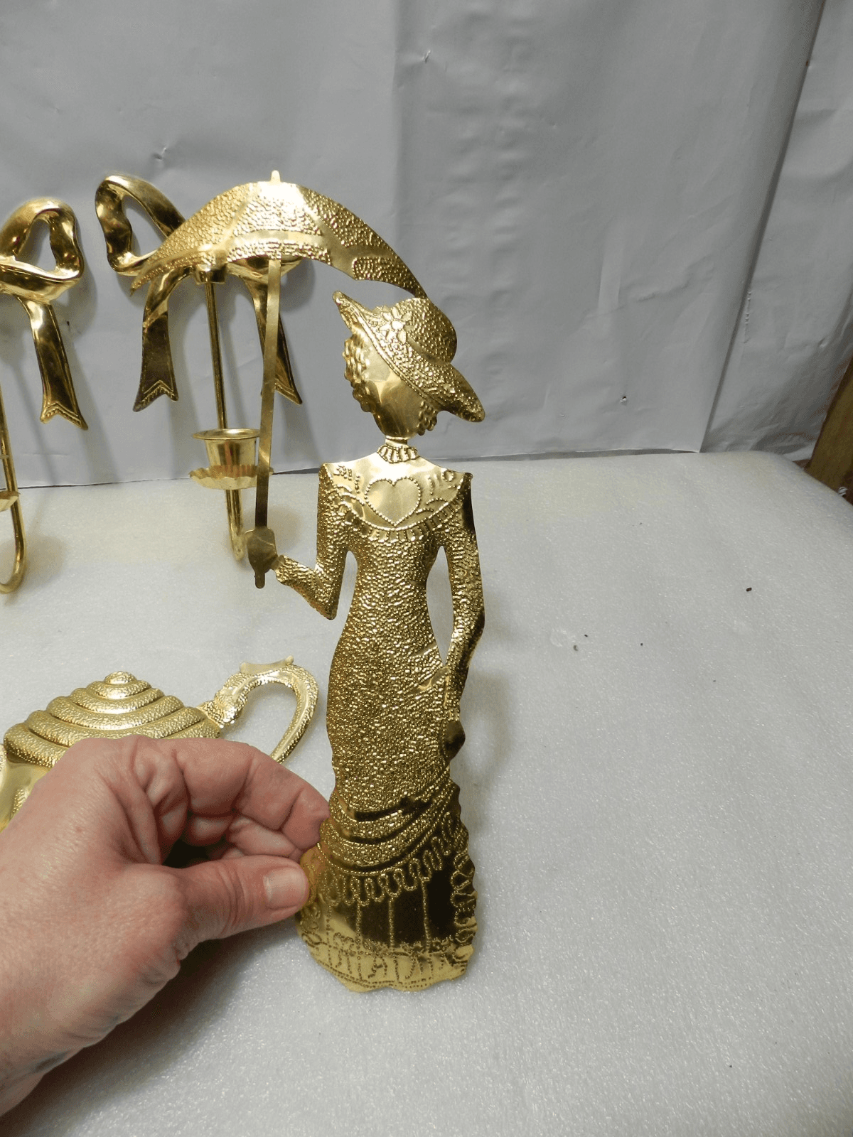 Vintage Home Interior Metal Victorian Lady Sconces Teapot Wall Decor (Z69J) - Thumbnail 4