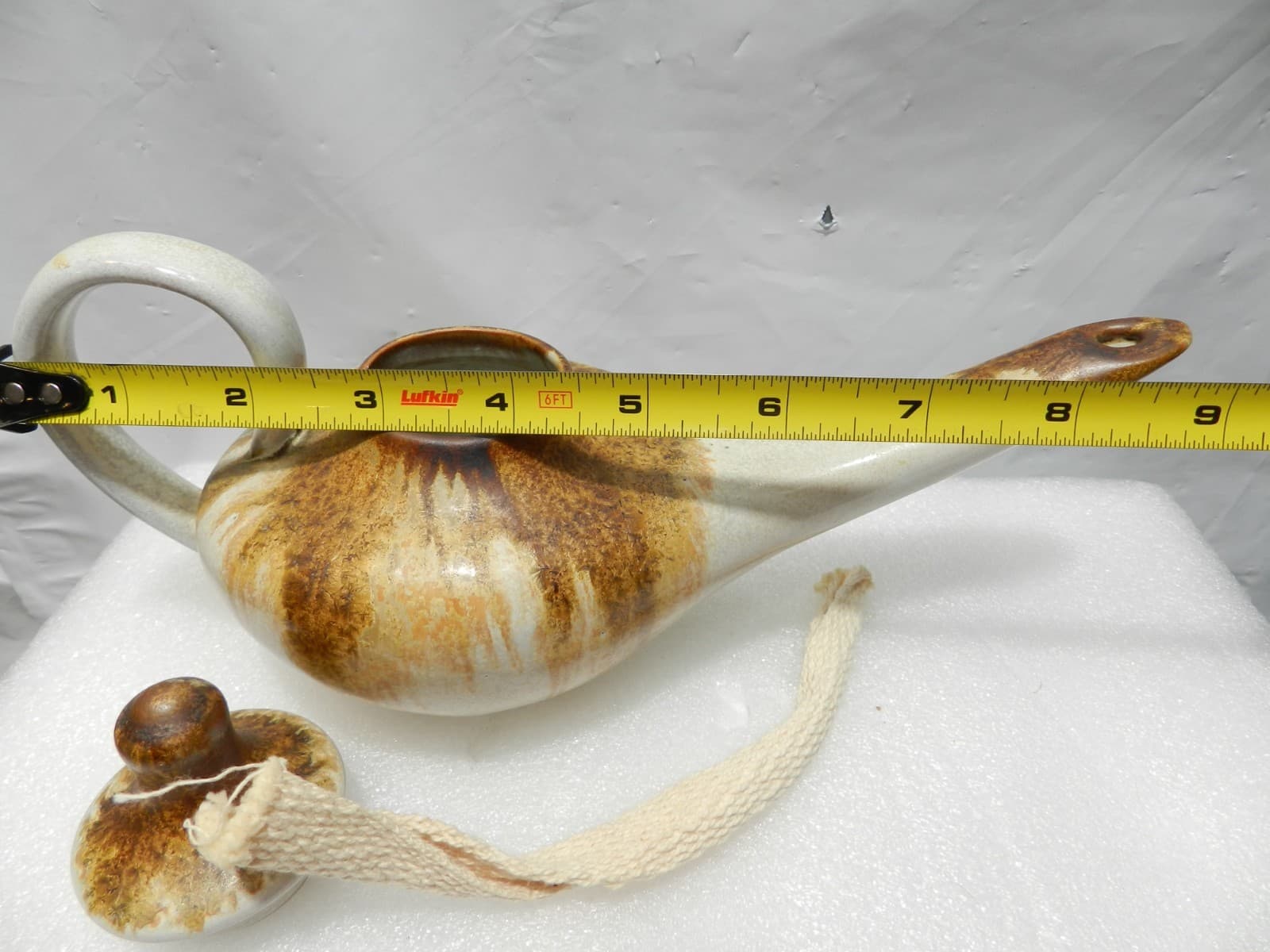Vintage Pigeon Forge Douglas Ferguson 9" Oil Lamp Pottery Genie Lamp H20S - Thumbnail 7