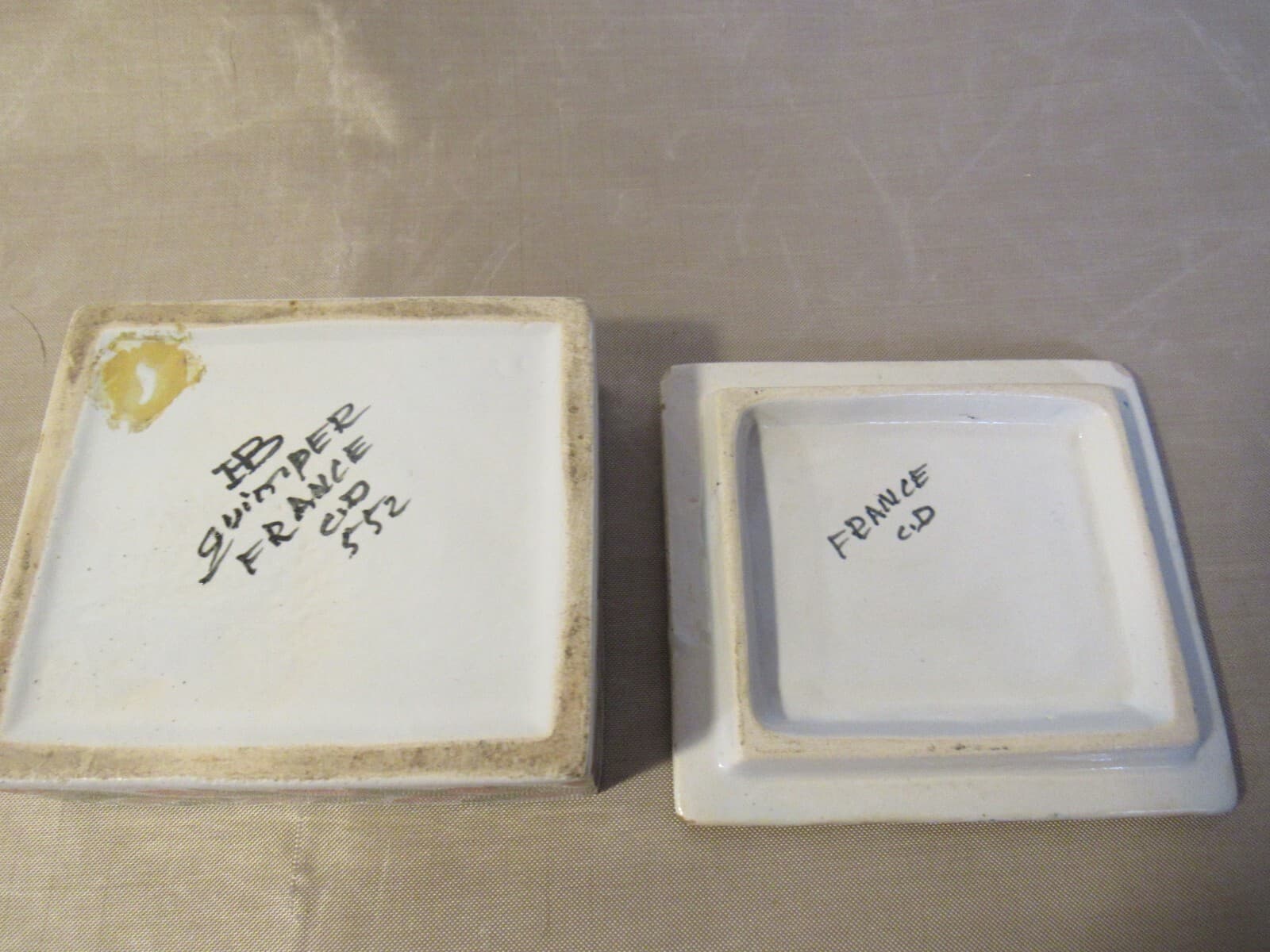 HB Quimper Faience France Trinket Box with Lid Breton Woman France W43S - Thumbnail 5