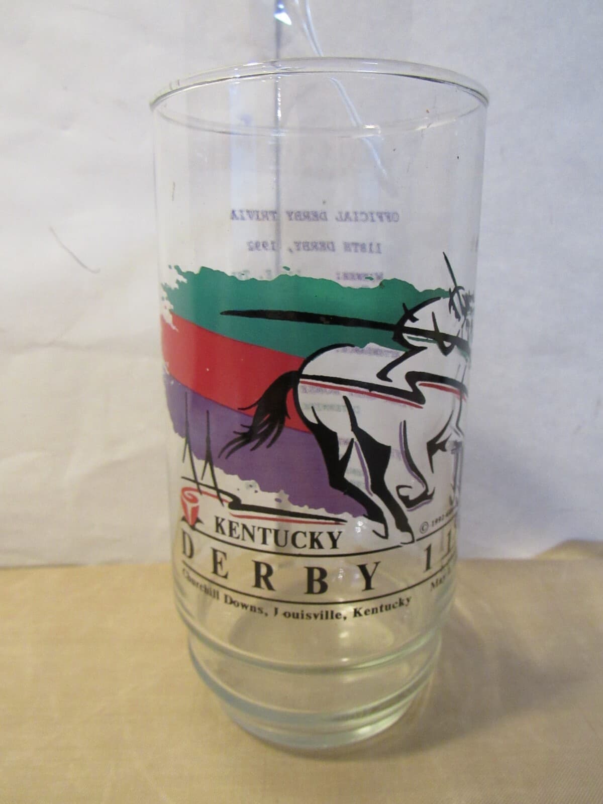 119th Kodak Kentucky Derby Trivia Glass 1993 Horse Racing W49S