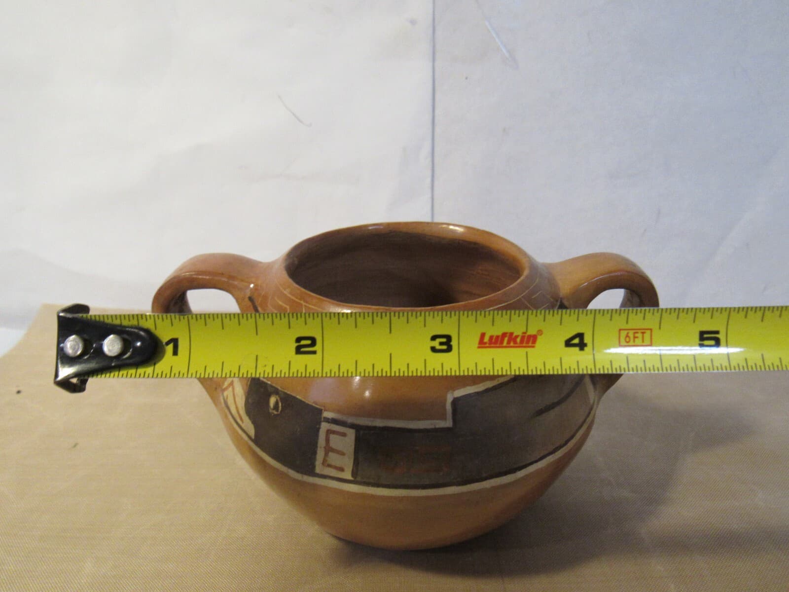 Vintage Hopi Pueblo Polychrome Two Handle Small Bowl Pot w44S - Thumbnail 8