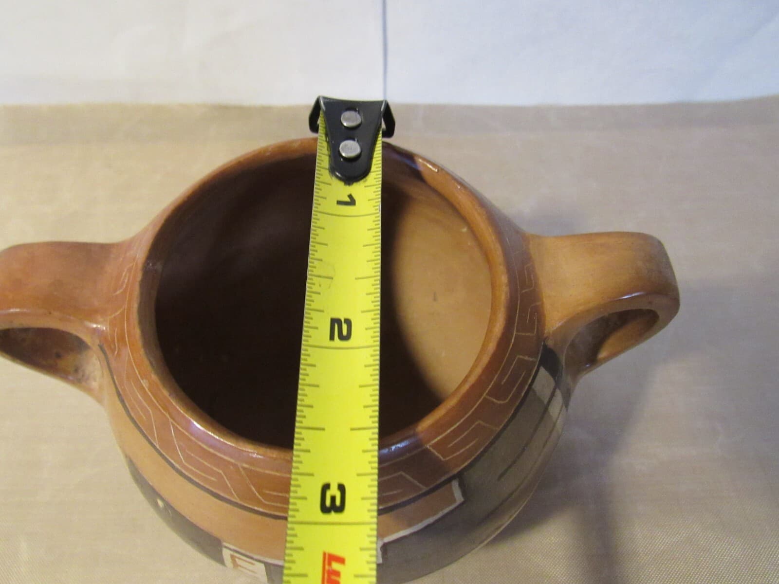 Vintage Hopi Pueblo Polychrome Two Handle Small Bowl Pot w44S - Thumbnail 9