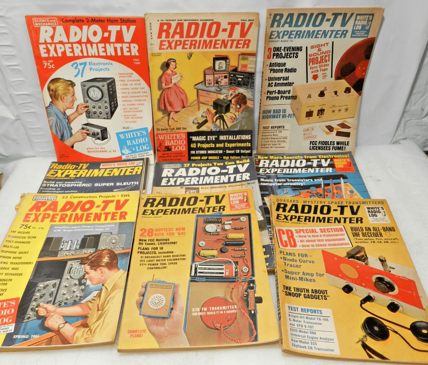 10 Vintage Radio-TV Experimenter Magazines 1950s 1960s Science & Mechanics M34J