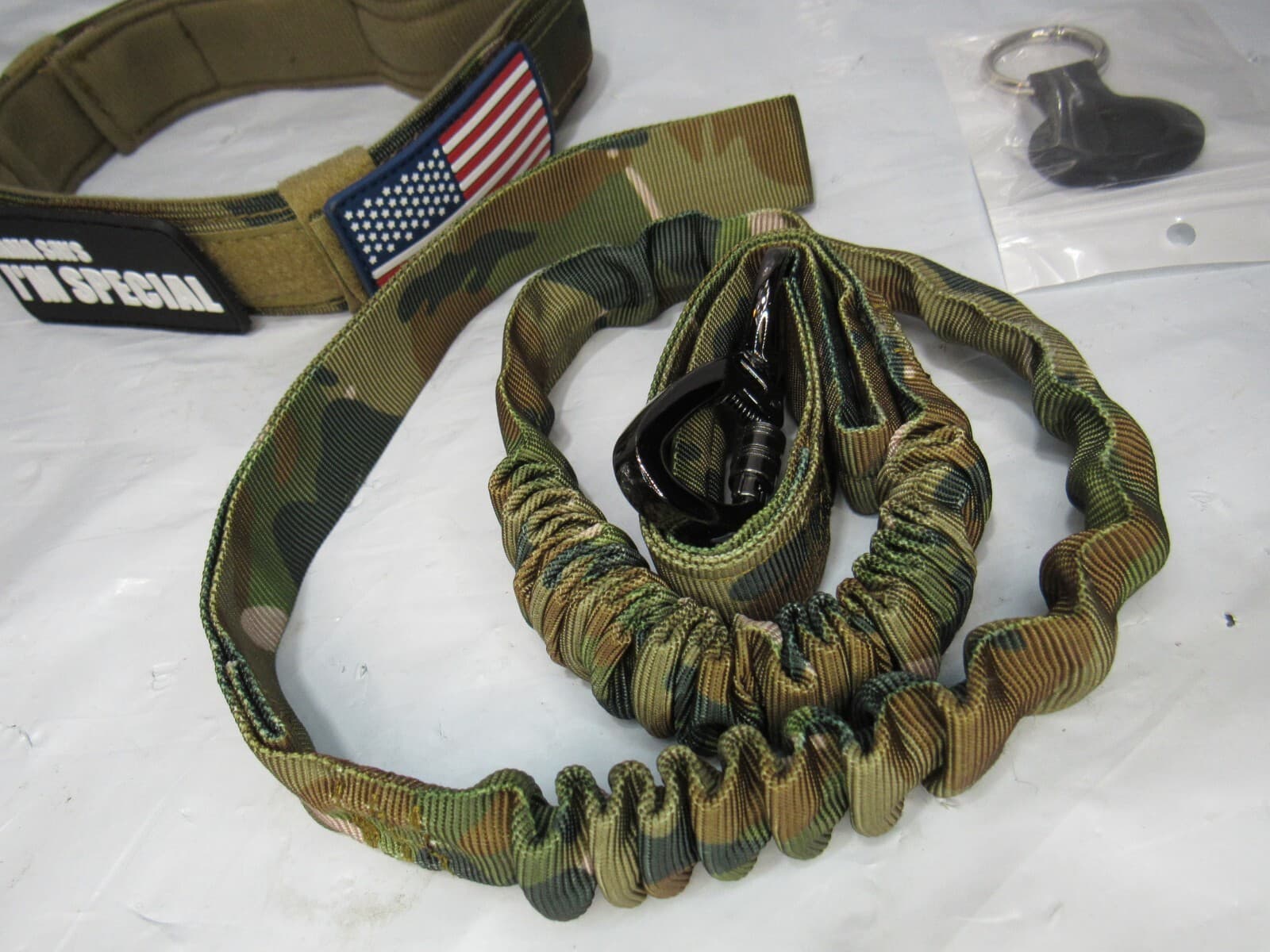 Tactical XL Dog Collar Leash Heavy Duty K9 Training Kit Patches Airtag P53 - Thumbnail 3
