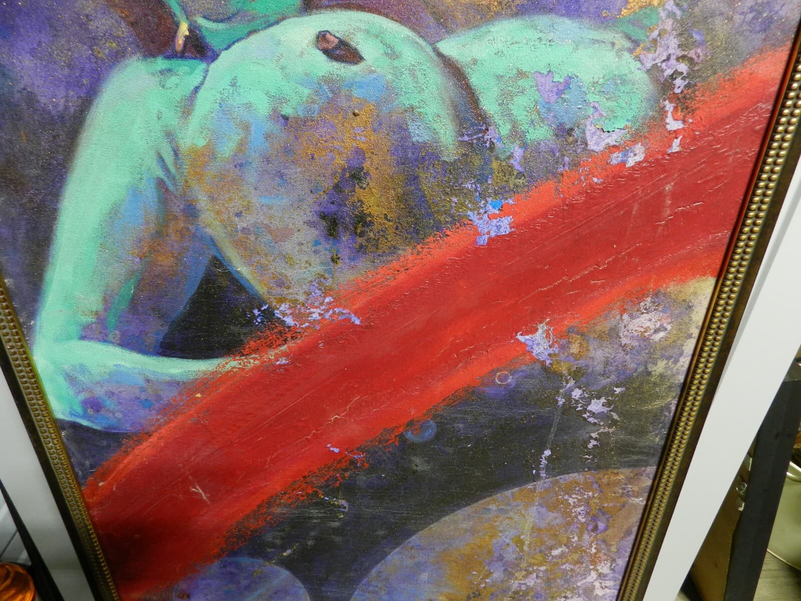 Rare Original 1975 Signed Michael Whipple Eroticia Painting 47.5" x 25.5" K - Thumbnail 3