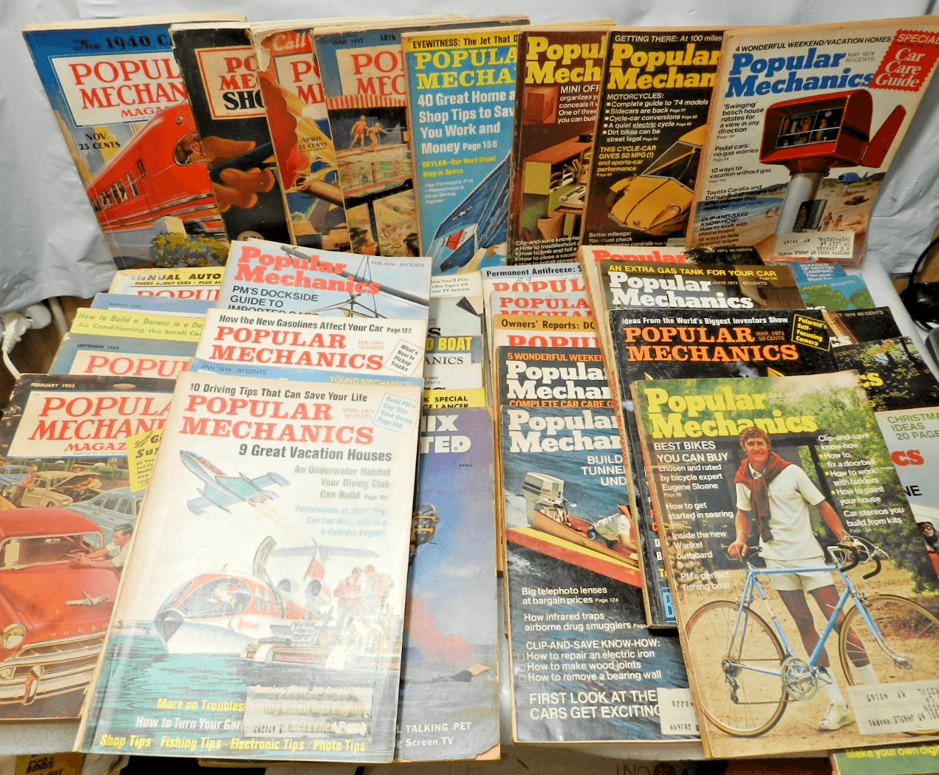 41 Popular Mechanics Magazine Lot (1930s–1970s) – Vintage Tech (M37J)