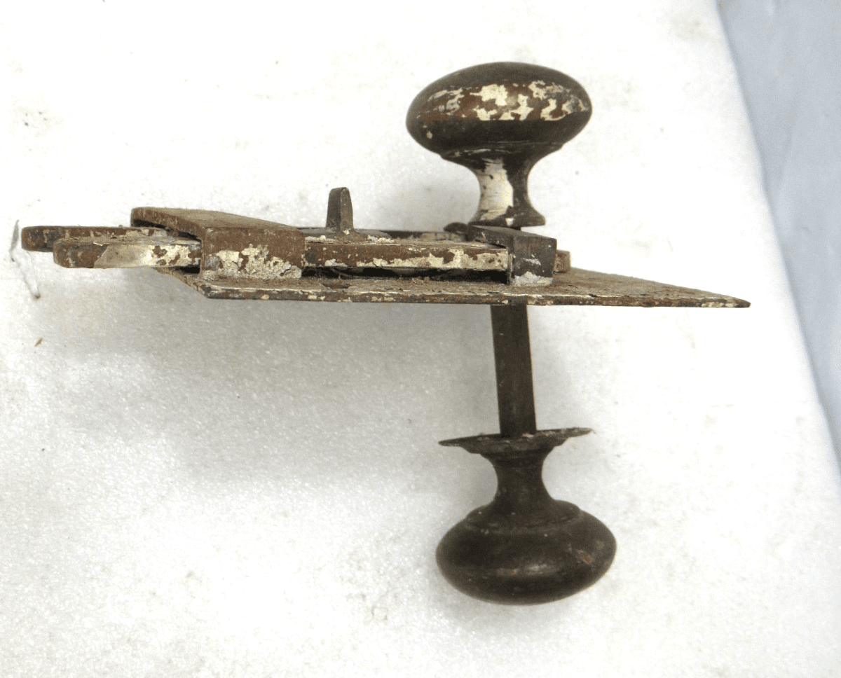 Antique Interior Door Knob/ Lock Iron Plate 18th Century Pennsylvania Dutch I90J - Thumbnail 3