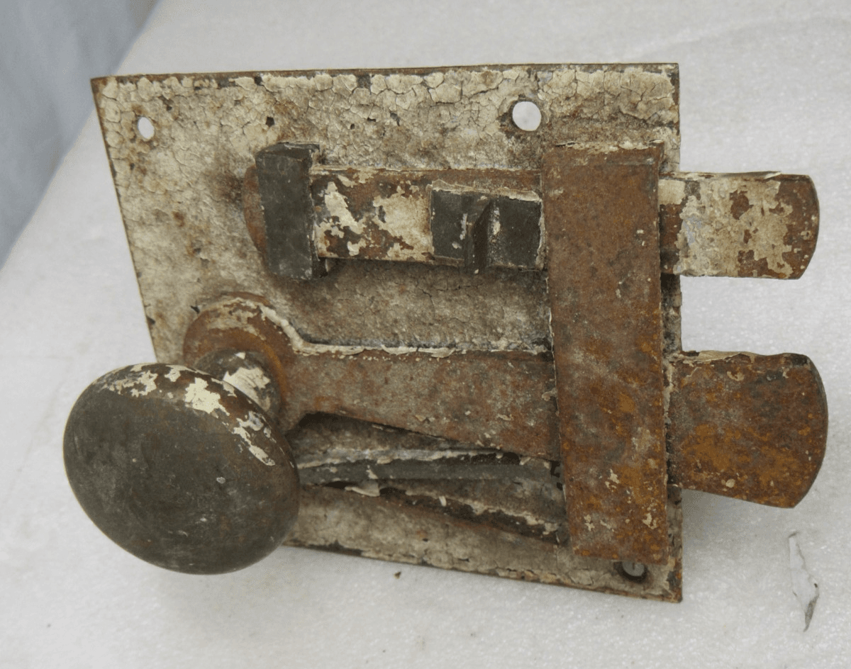 Antique Interior Door Knob/ Lock Iron Plate 18th Century Pennsylvania Dutch I90J - Thumbnail 4