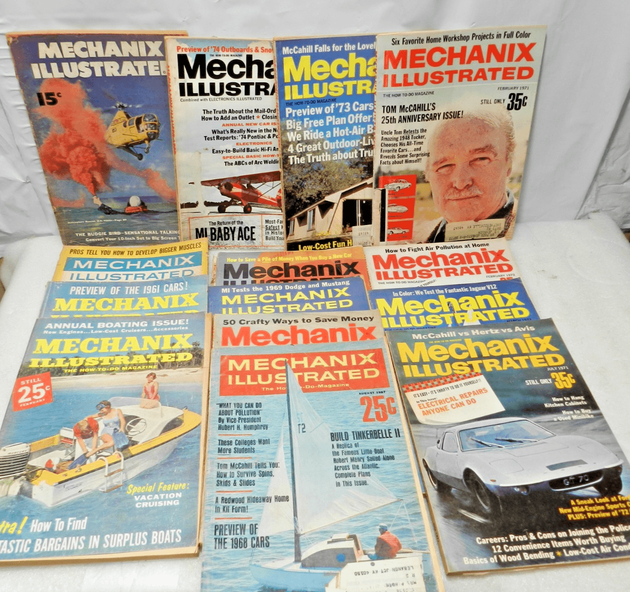 14 Vintage Mechanix Illustrated Magazine 1950's 1960's 1970's Fawcett (M36J)