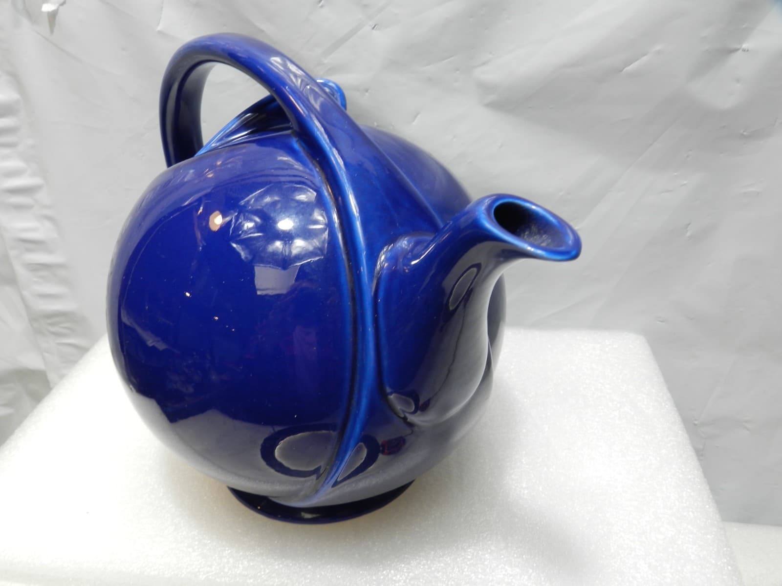 Vintage Art Deco Hall China Airflow Ceramic Teapot With Lid Cobalt Blue (H24S) - Thumbnail 4