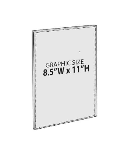 10 Azar 122021 Adhesive Vertical Wall Sign Holders 8.5 x 11" Clear Acrylic M40K - Thumbnail 2