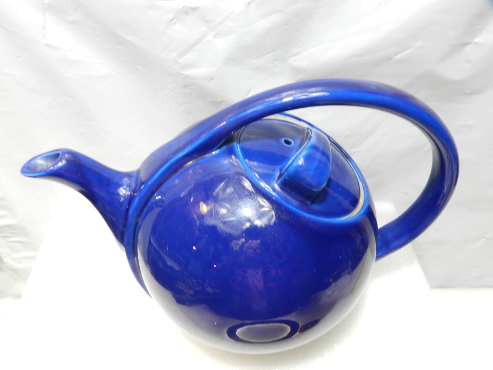 Vintage Art Deco Hall China Airflow Ceramic Teapot With Lid Cobalt Blue (H24S) - Thumbnail 2