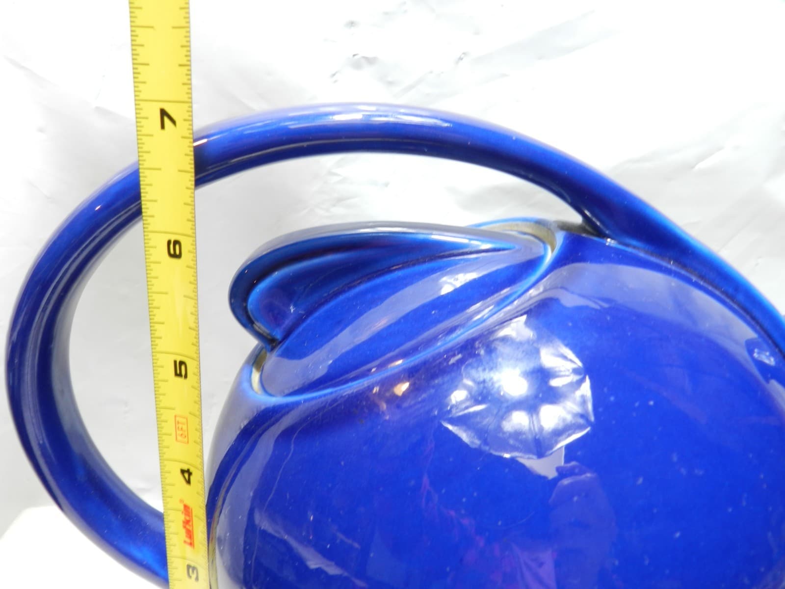 Vintage Art Deco Hall China Airflow Ceramic Teapot With Lid Cobalt Blue (H24S) - Thumbnail 8