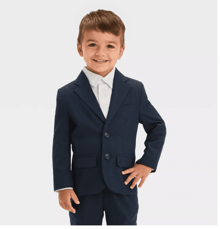Cat & Jack Toddler Boys 2 Button Blazer / Pant Suit Navy Blue 12M 12 Months R7K - Thumbnail 3
