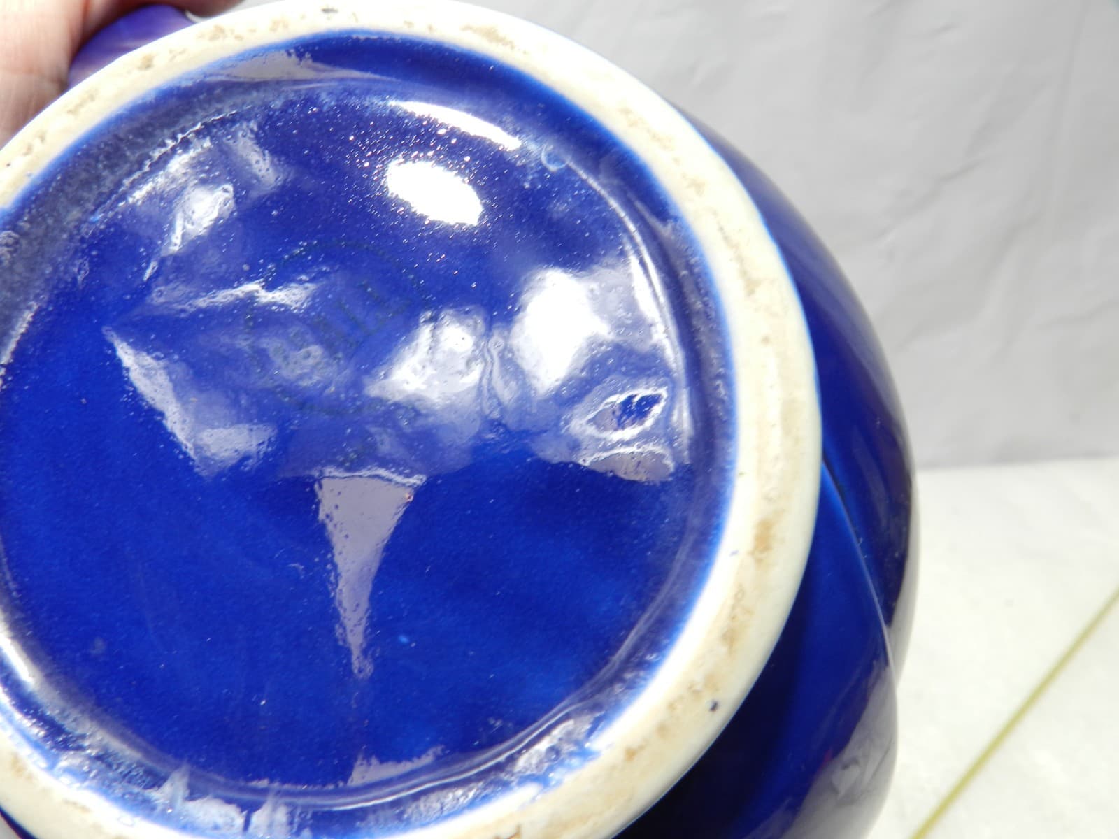 Vintage Art Deco Hall China Airflow Ceramic Teapot With Lid Cobalt Blue (H24S) - Thumbnail 7
