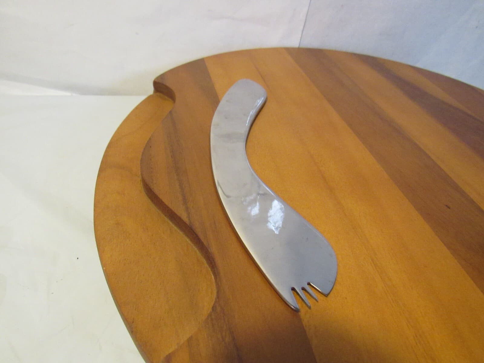 Nambe Acacia Cheese Board Block w/ Stainless Steel Knife and Spreader Y81M - Thumbnail 6