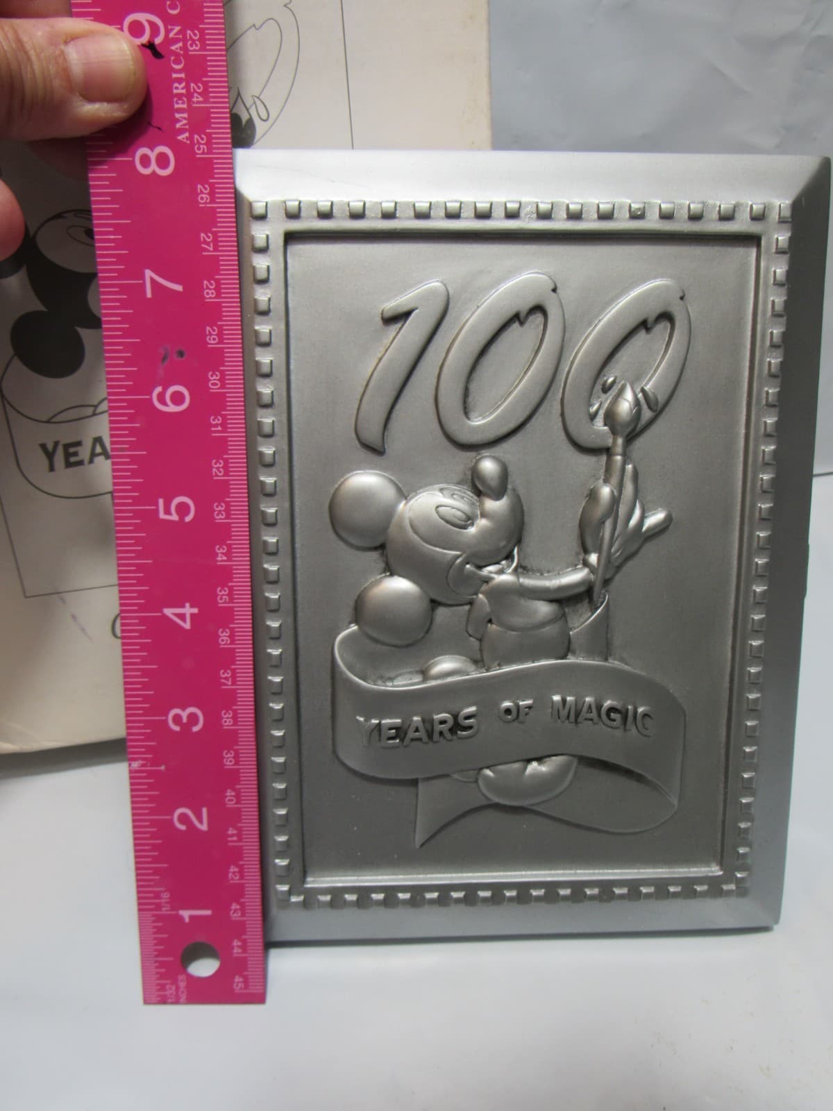 Disney Pewter Picture Frame 100 Years of Magic Mickey Case w/Pin 4x6 (T50JJ) - Thumbnail 5