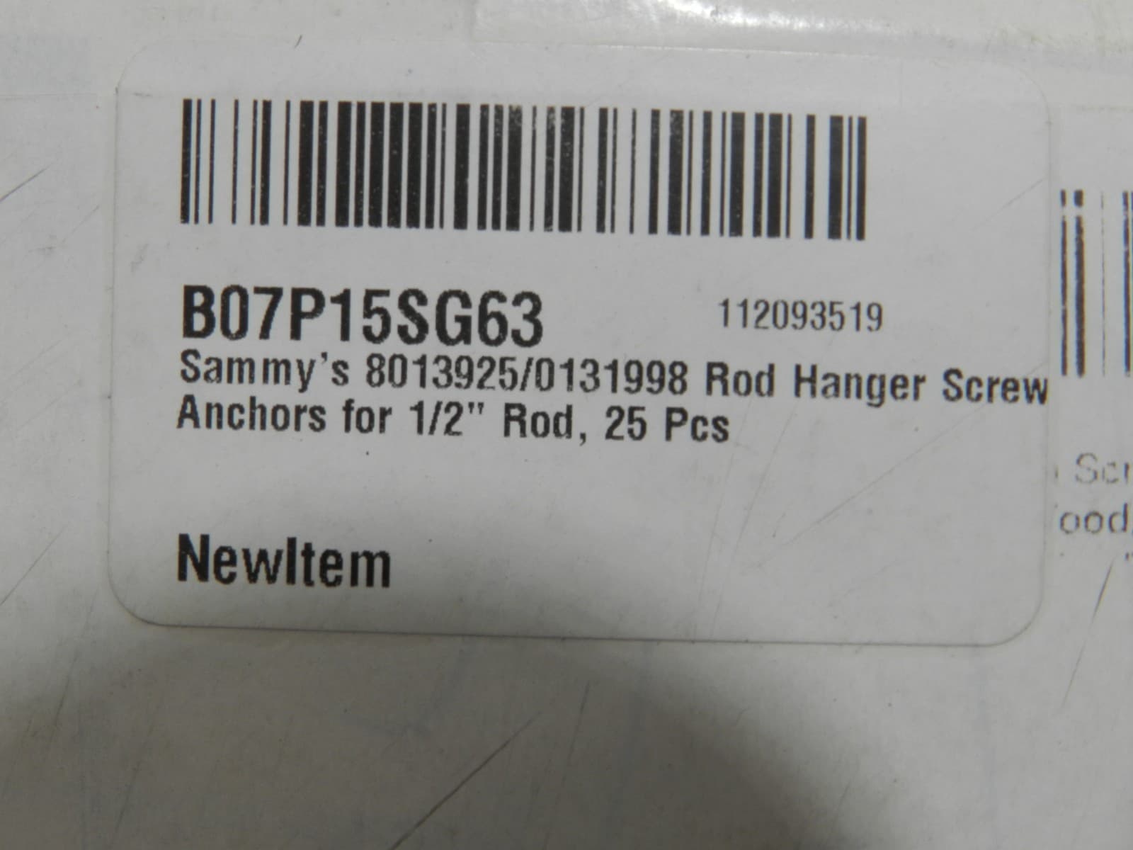 Sammy's 8013925/0131998 Rod Hanger Screw Anchors for 1/2" Rod, 25 Pcs Wood M42K - Thumbnail 9