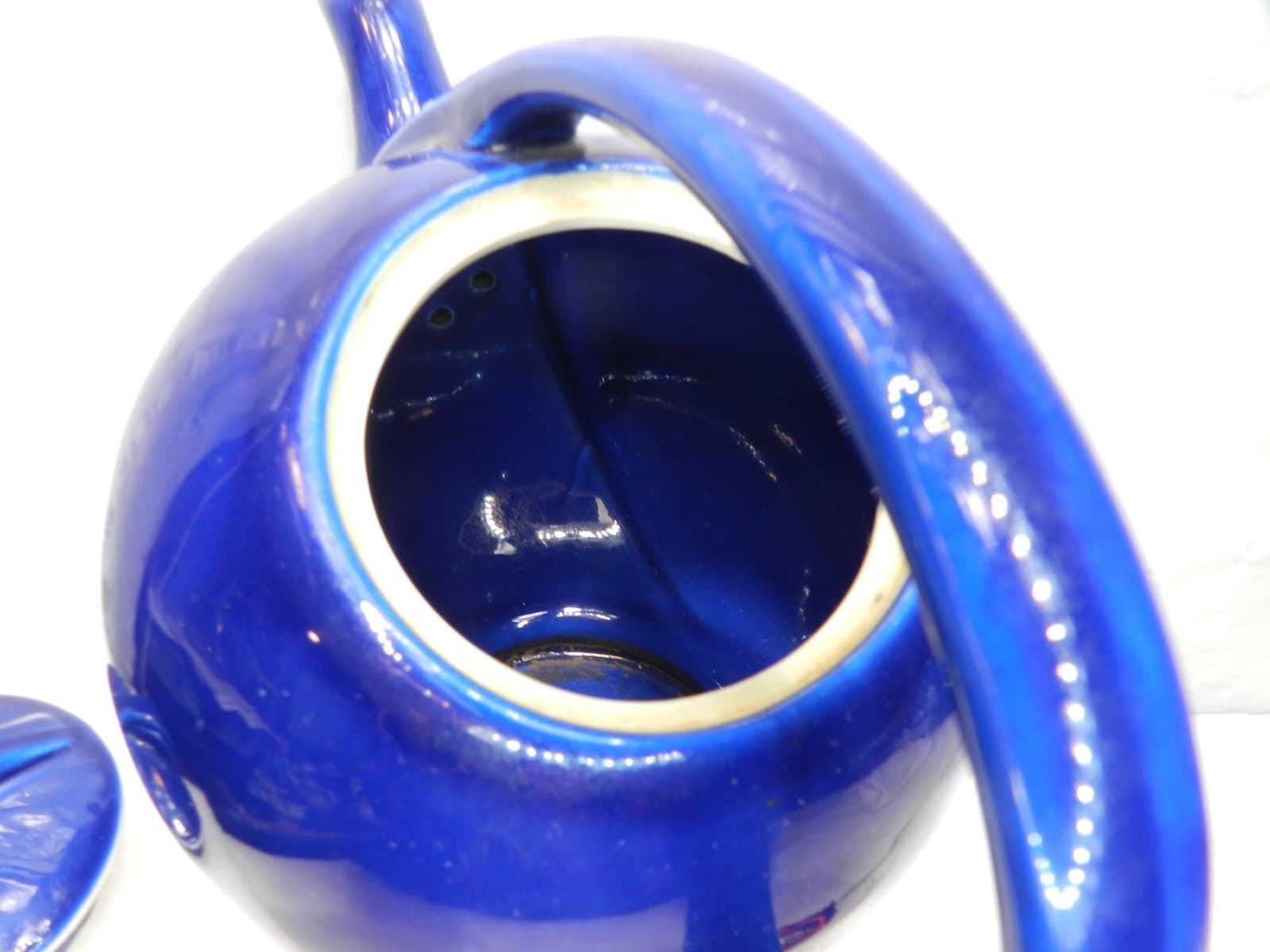 Vintage Art Deco Hall China Airflow Ceramic Teapot With Lid Cobalt Blue (H24S) - Thumbnail 5