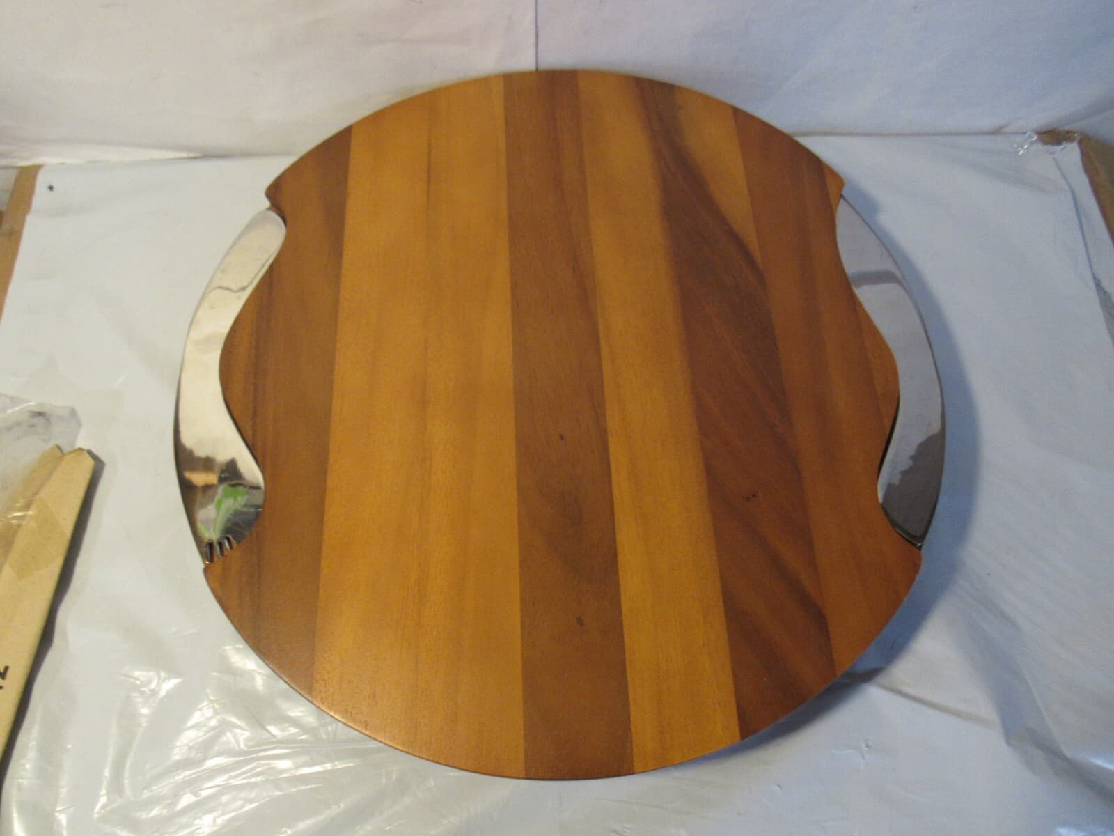 Nambe Acacia Cheese Board Block w/ Stainless Steel Knife and Spreader Y81M - Thumbnail 4