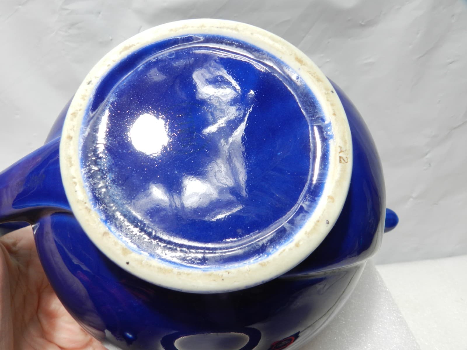 Vintage Art Deco Hall China Airflow Ceramic Teapot With Lid Cobalt Blue (H24S) - Thumbnail 6