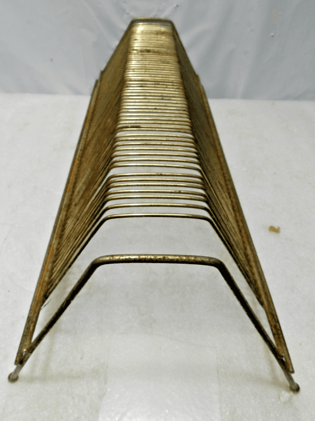 Vintage MCM Metal Gold Wire 33 RPM Record Holder Metal Rack LP 60 Records M38J - Thumbnail 4