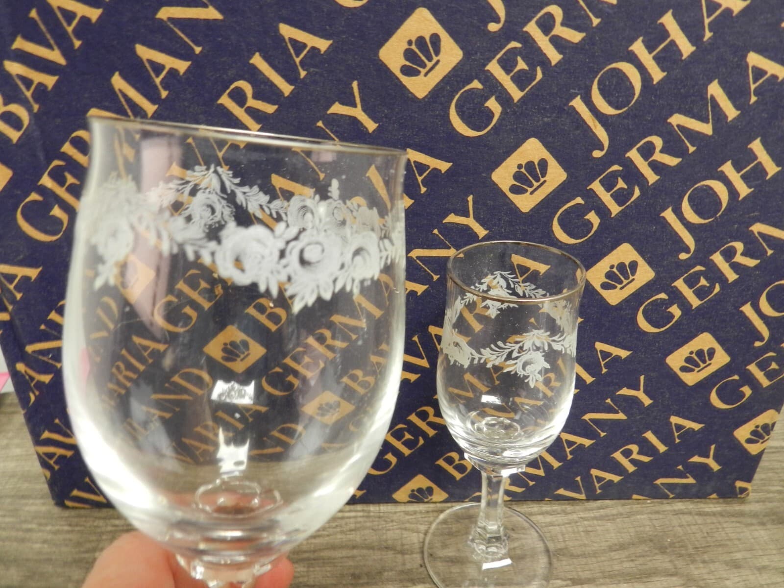 Johann Haviland Fine Crystal Stemware 4 Pc Sets Sweetheart Rose Pattern C61J - Thumbnail 7