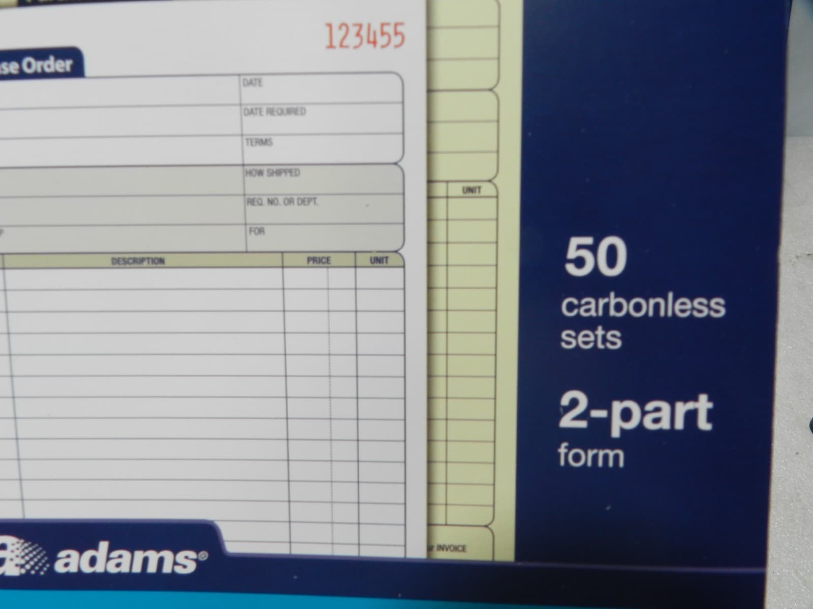 2 Adams Purchase Order Book, 2-Part Carbonless, 8.38" x 10.69" DC5831 (M48K) - Thumbnail 6