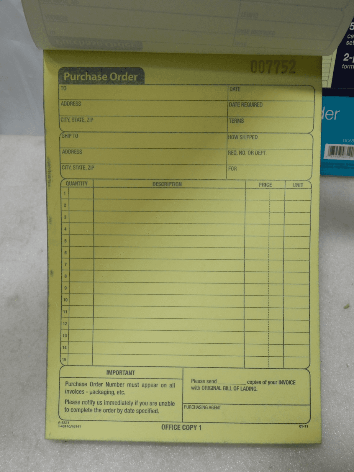 2 Adams Purchase Order Book, 2-Part Carbonless, 8.38" x 10.69" DC5831 (M48K) - Thumbnail 5