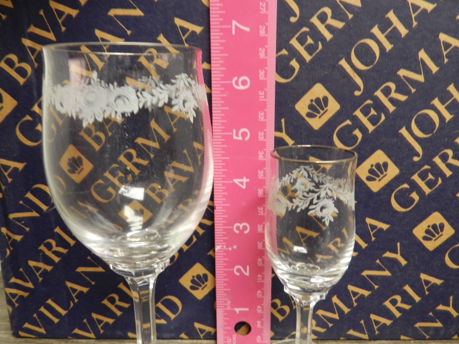 Johann Haviland Fine Crystal Stemware 4 Pc Sets Sweetheart Rose Pattern C61J - Thumbnail 5